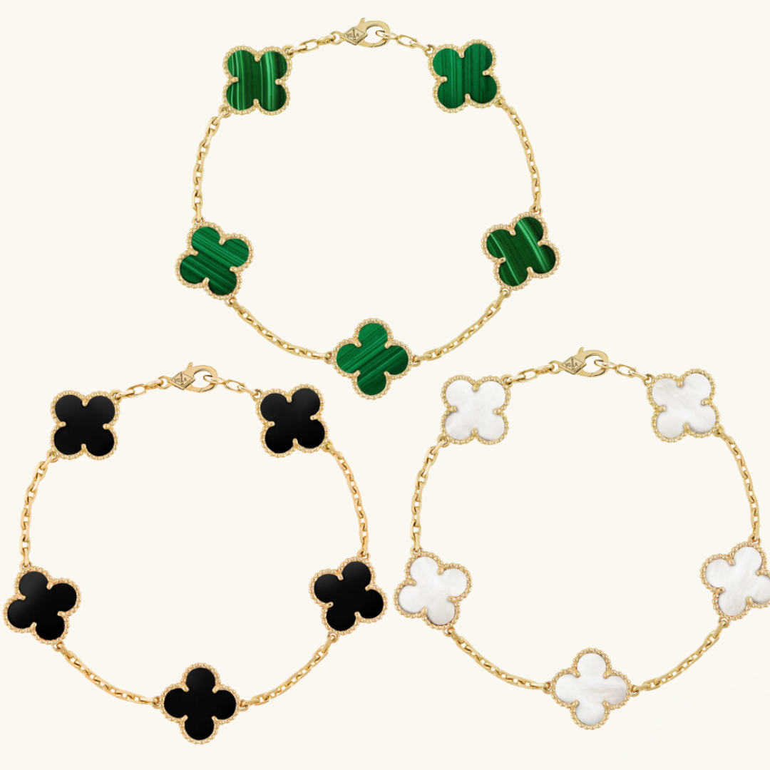 Set di Bracciali a Tre Pezzi con Trifoglio