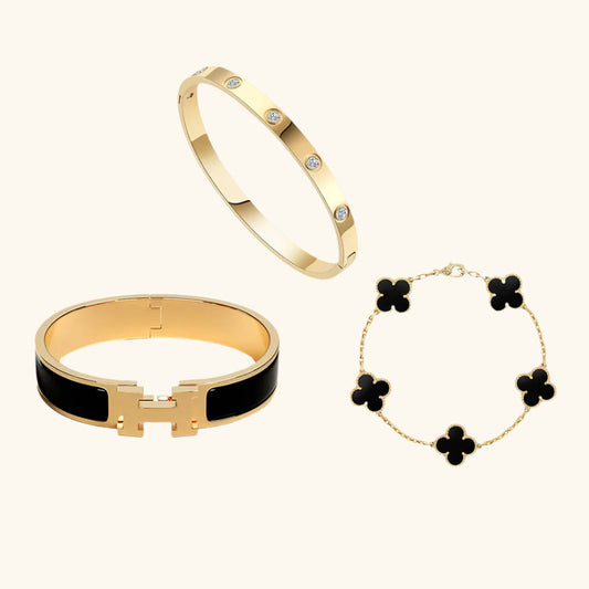 Set di Bracciali a 3 Pezzi Nero