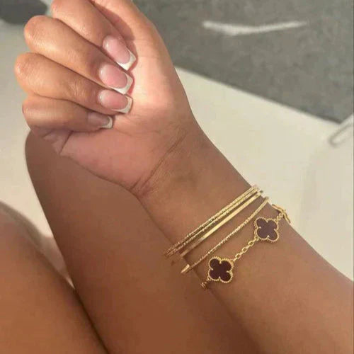 CLOVER | Bracciale Nero/Argento