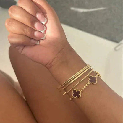 CLOVER | Bracciale Nero/Argento